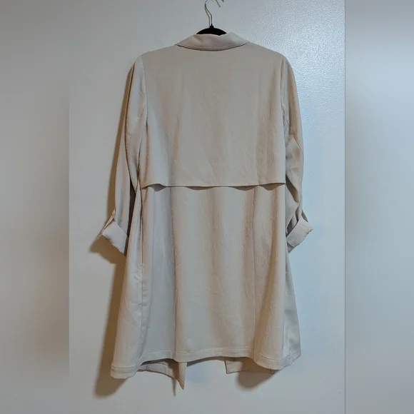 J. Jill Beige Wearever Draped Open Front Light Weight Trench Jacket Small - Picture 8 of 8